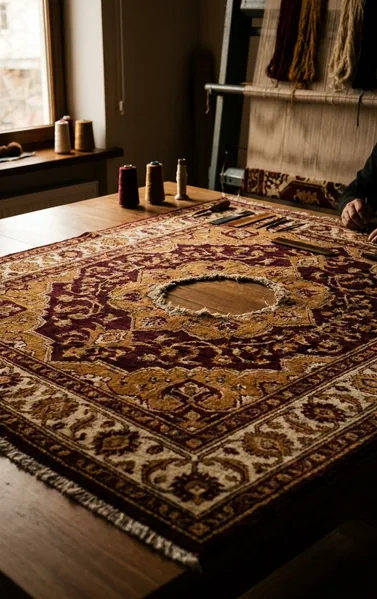 Tapis Chirvan aux bords et couleurs restaurés