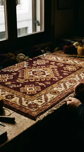 Tapis Kazak aux couleurs vives retrouvées après nettoyage artisanal