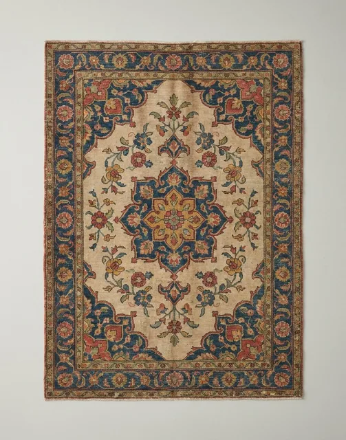 Tapis chinois de Tianjin au velours sculpté et décor floral