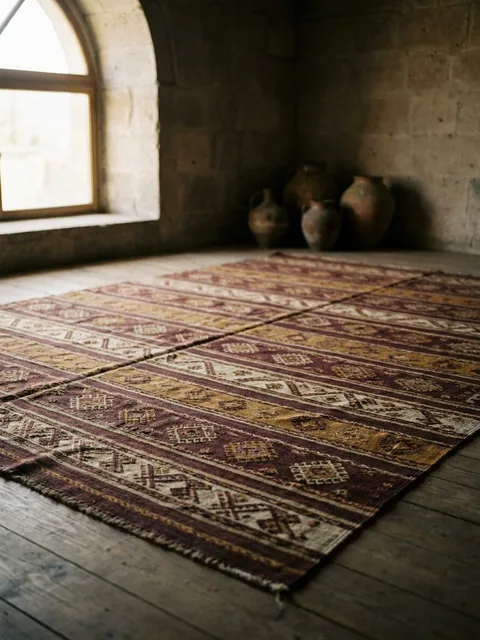 Gros plan sur la laine d'un tapis, fibre mate et dense