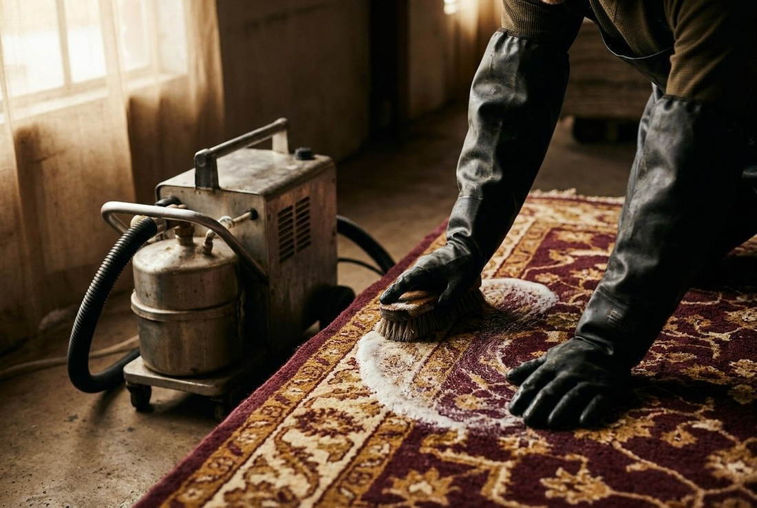 Le tapis en séchage contrôlé, à plat, avant traitement.