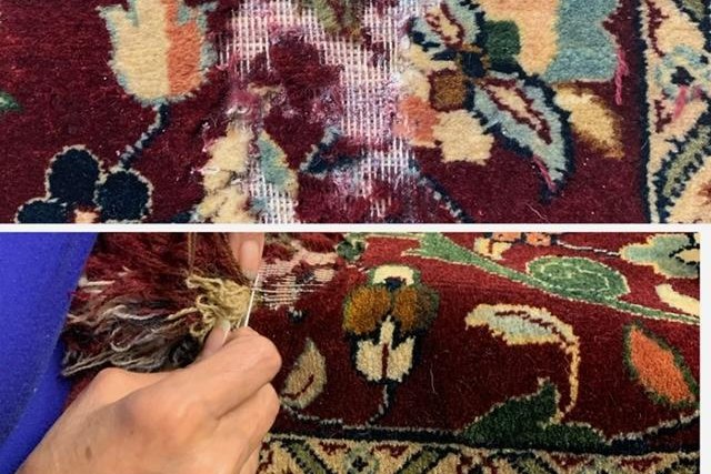 Brûlure, trace de fer et velours arasé — L'Art de la Restauration
