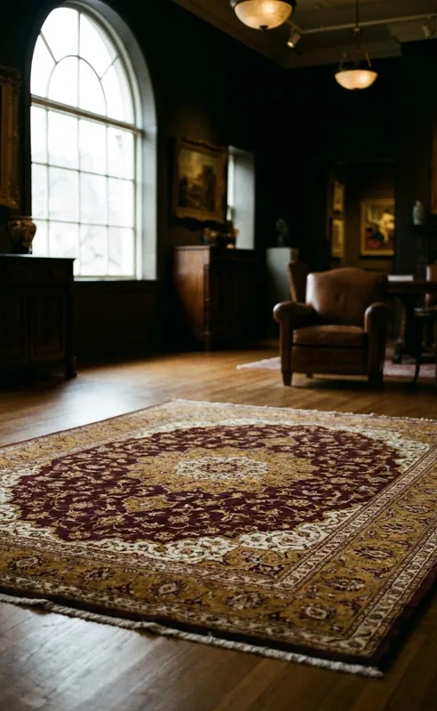 Tapis persan Qom à médaillon central, pièce de collection parisienne